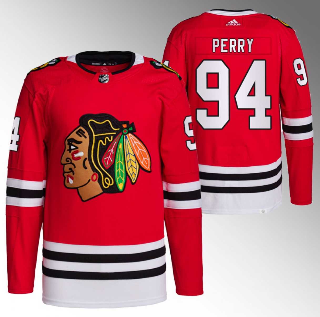 Men%27s Chicago Blackhawks #94 Corey Perry Red Stitched Hockey Jersey
